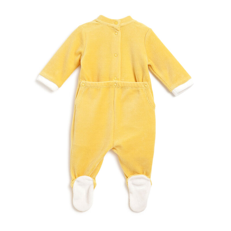 Infants Medium Yellow Applique Nappy Opening Babysuit image number 1